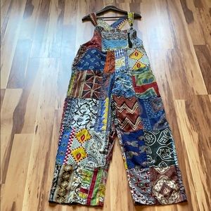 Vintage Patterned Overalls